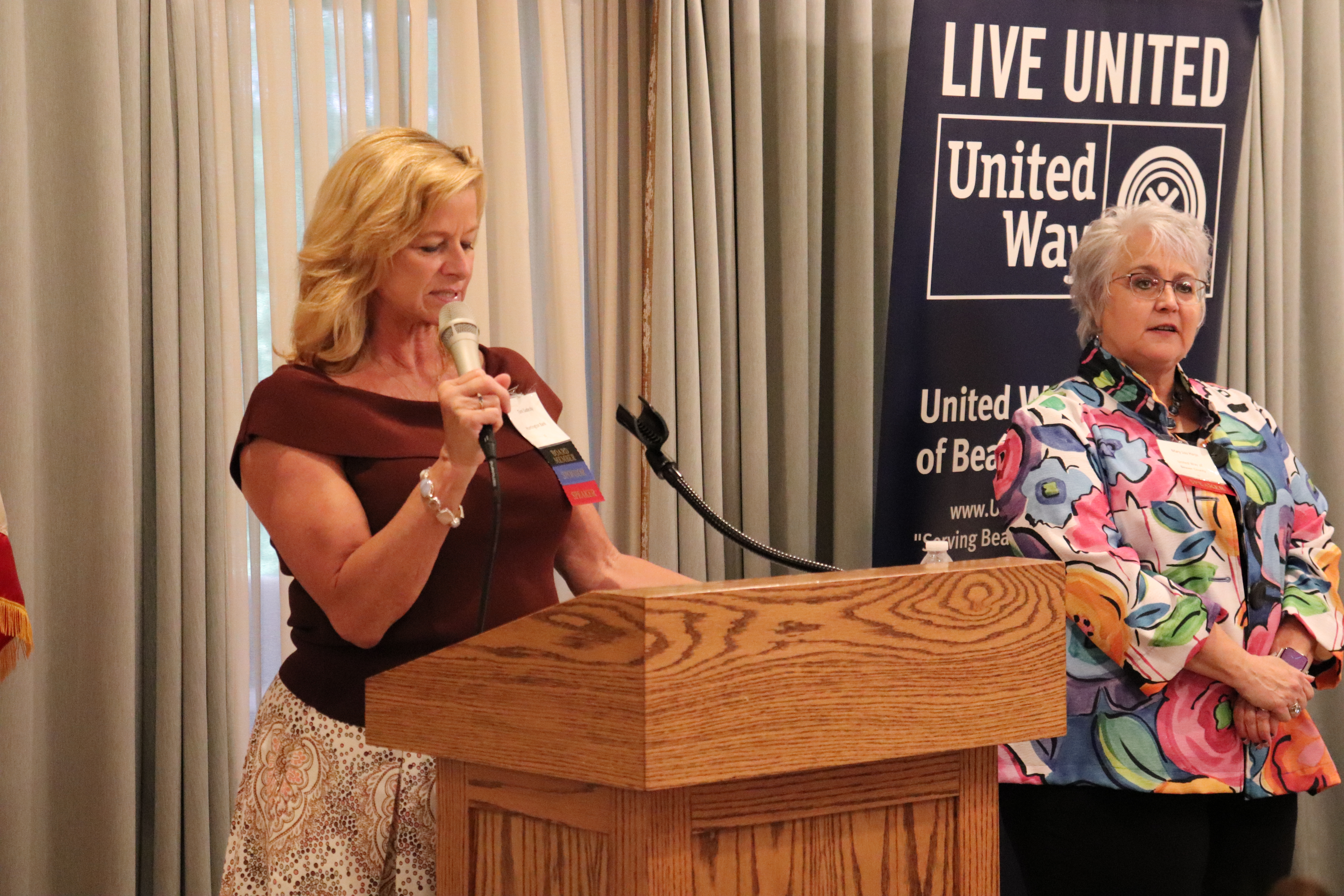 Board President Toni Sadecky speaking