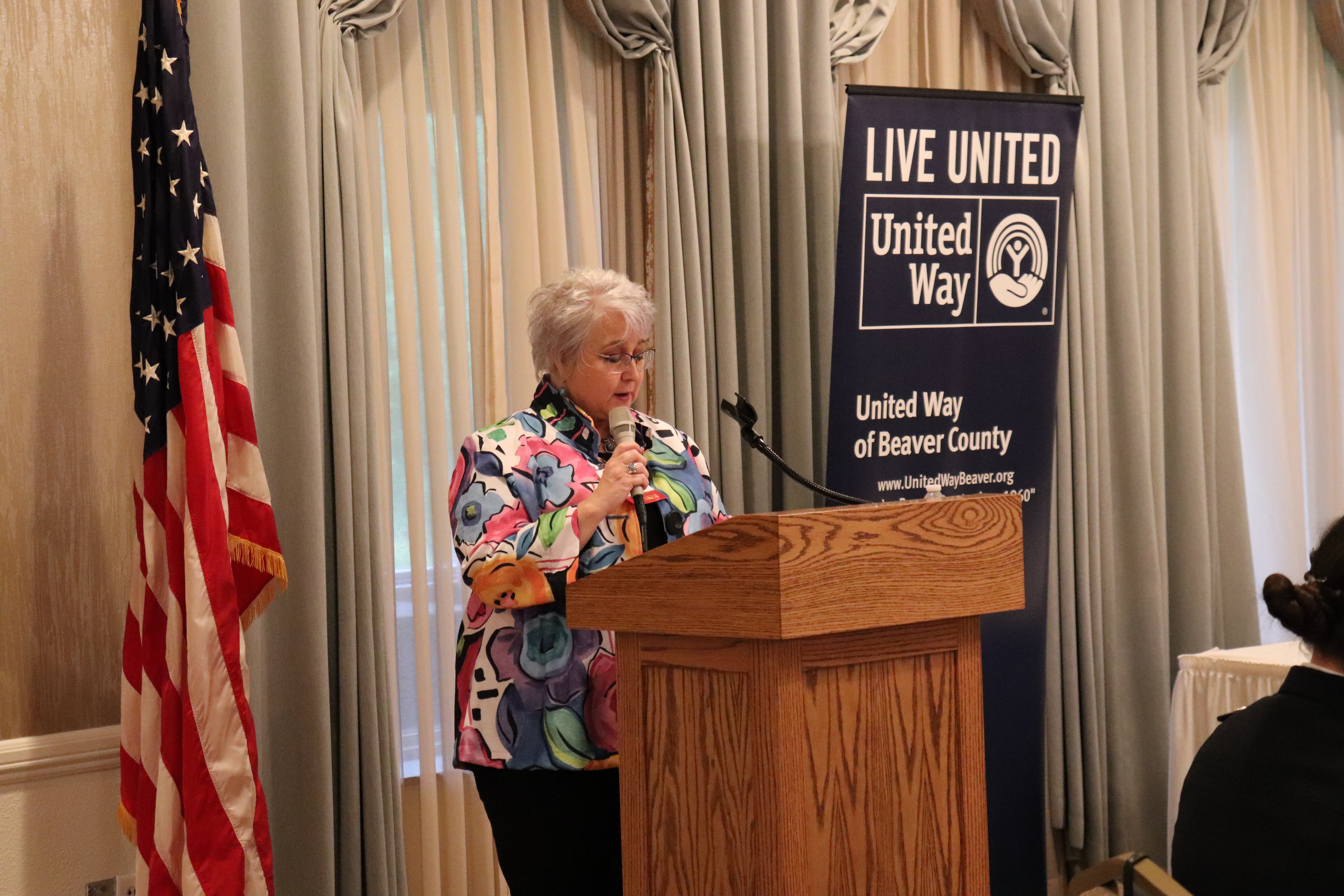 Executive Director Mary Lou Harju speaking