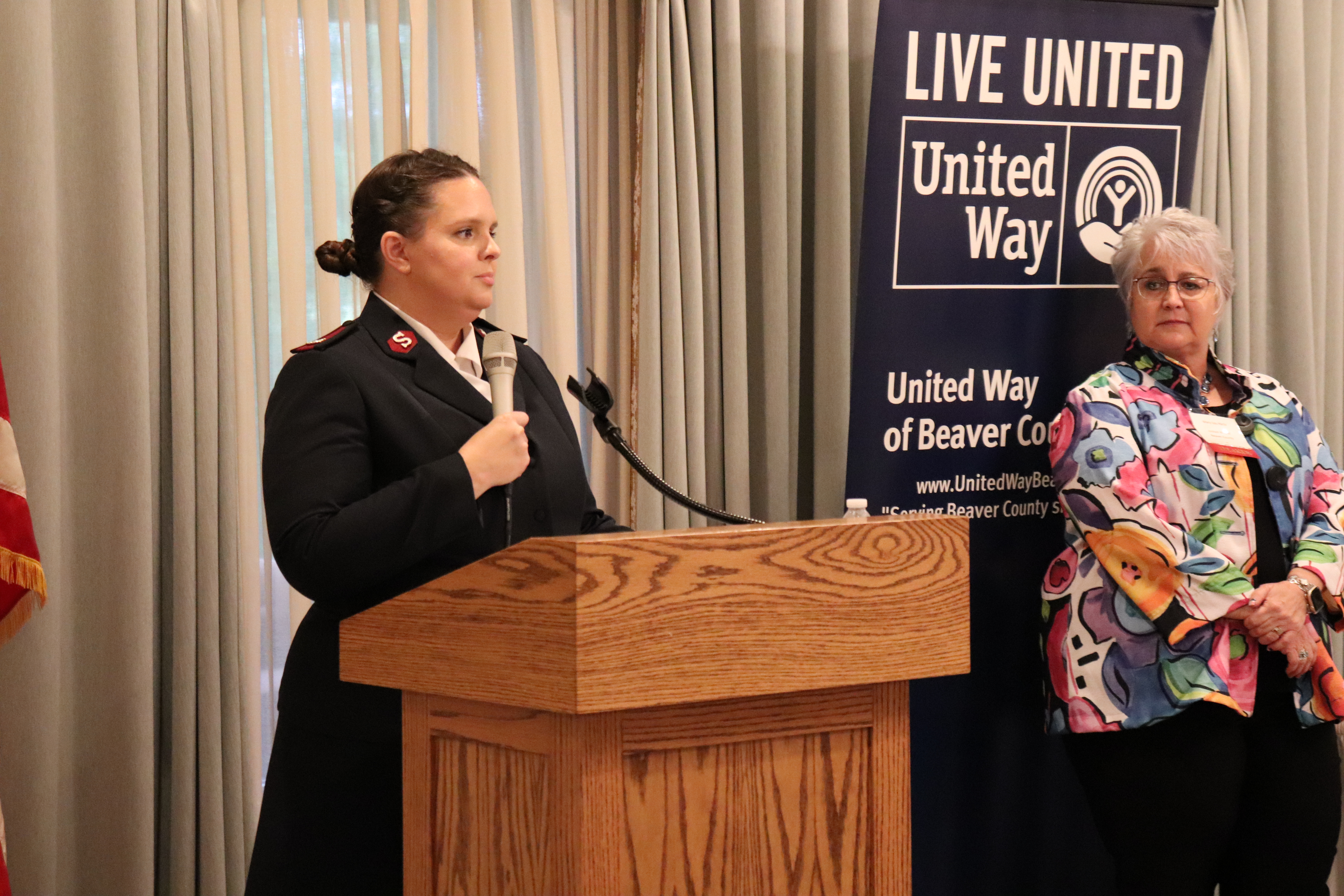 Major Dorothy Budd from Salvation Army speaking