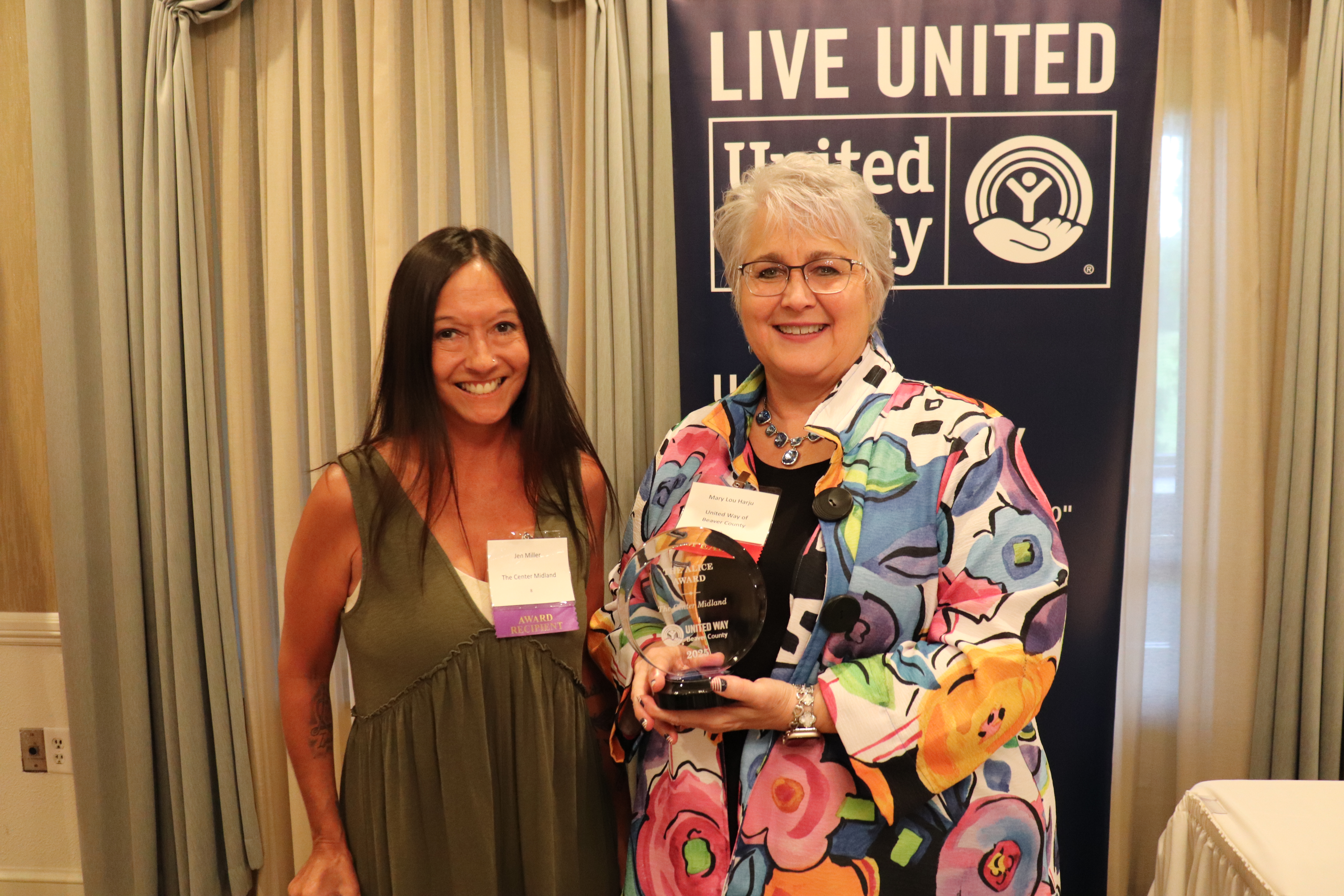 THe ALICE Award being accepted by The Center Midland