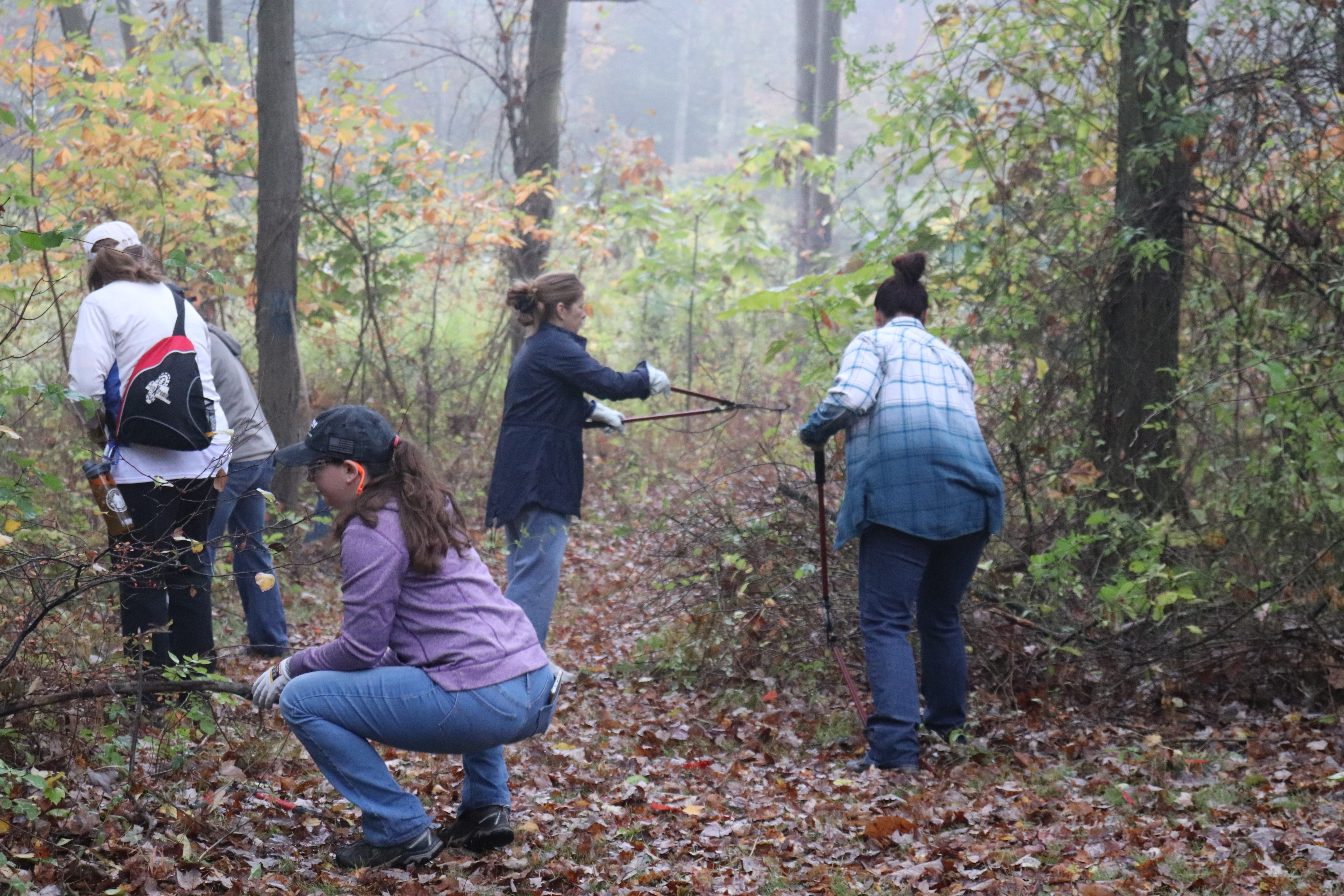 Volunteers clearing the hiking paths