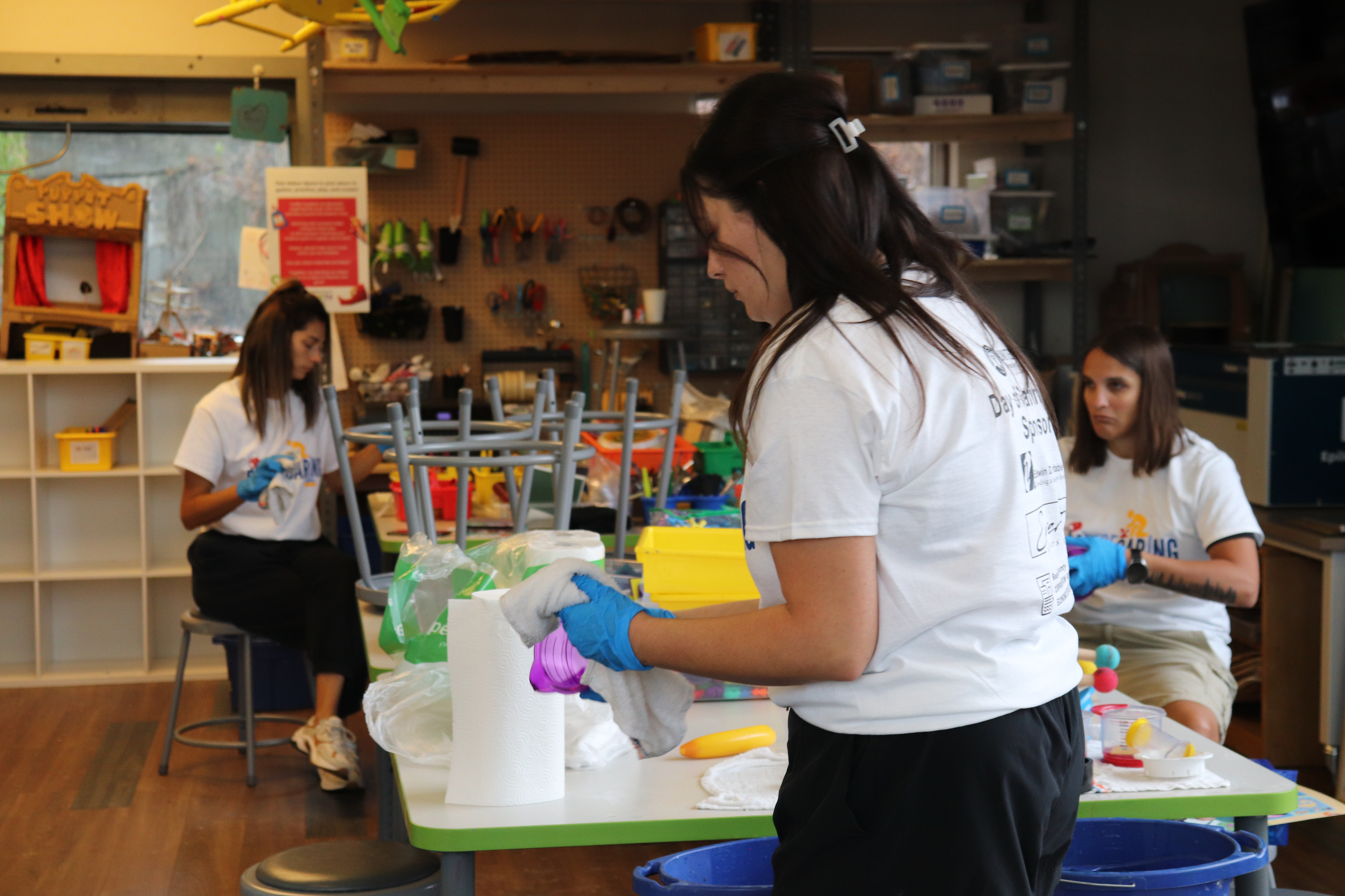 Volunteers cleaning