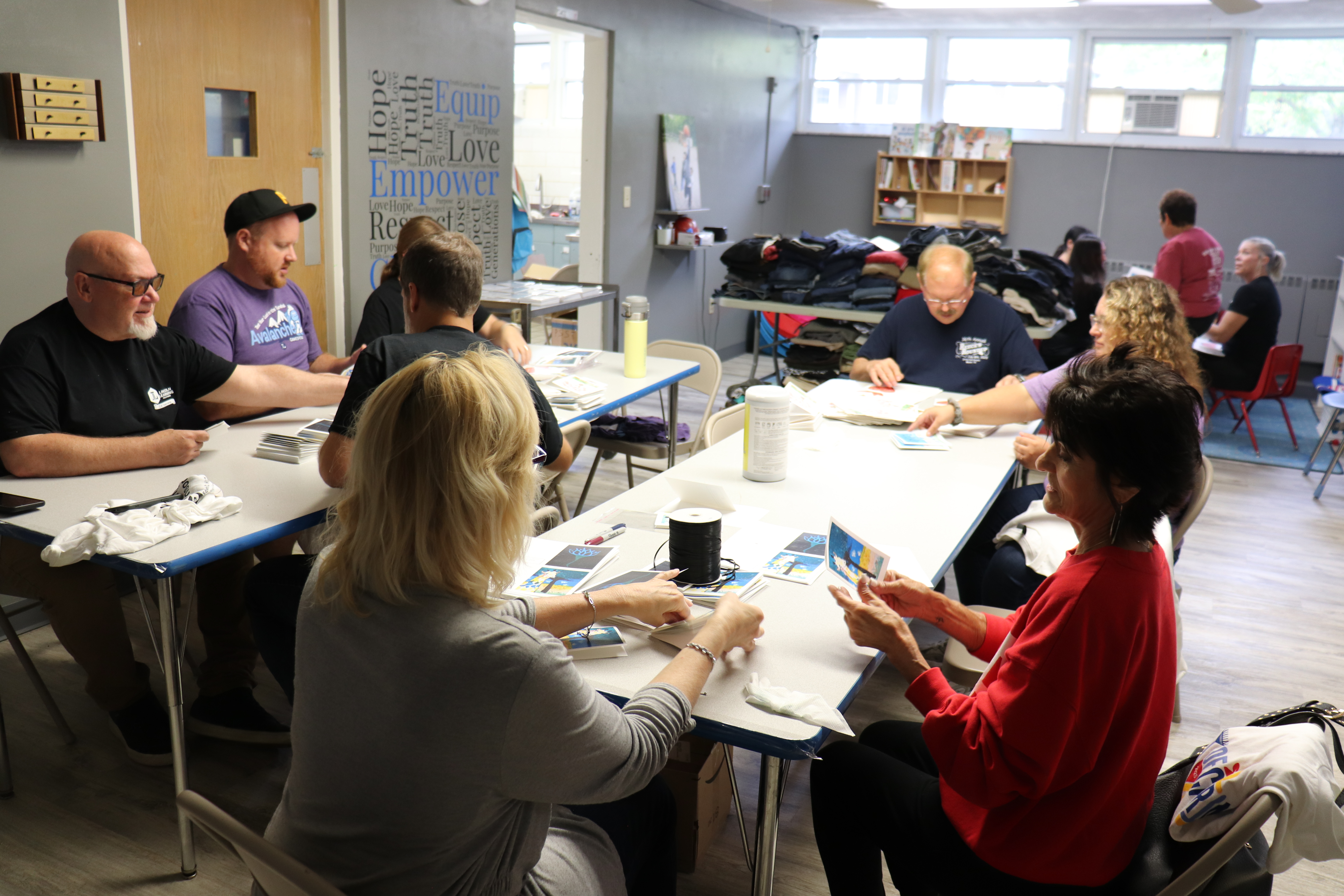 Volunteers prepping crafts