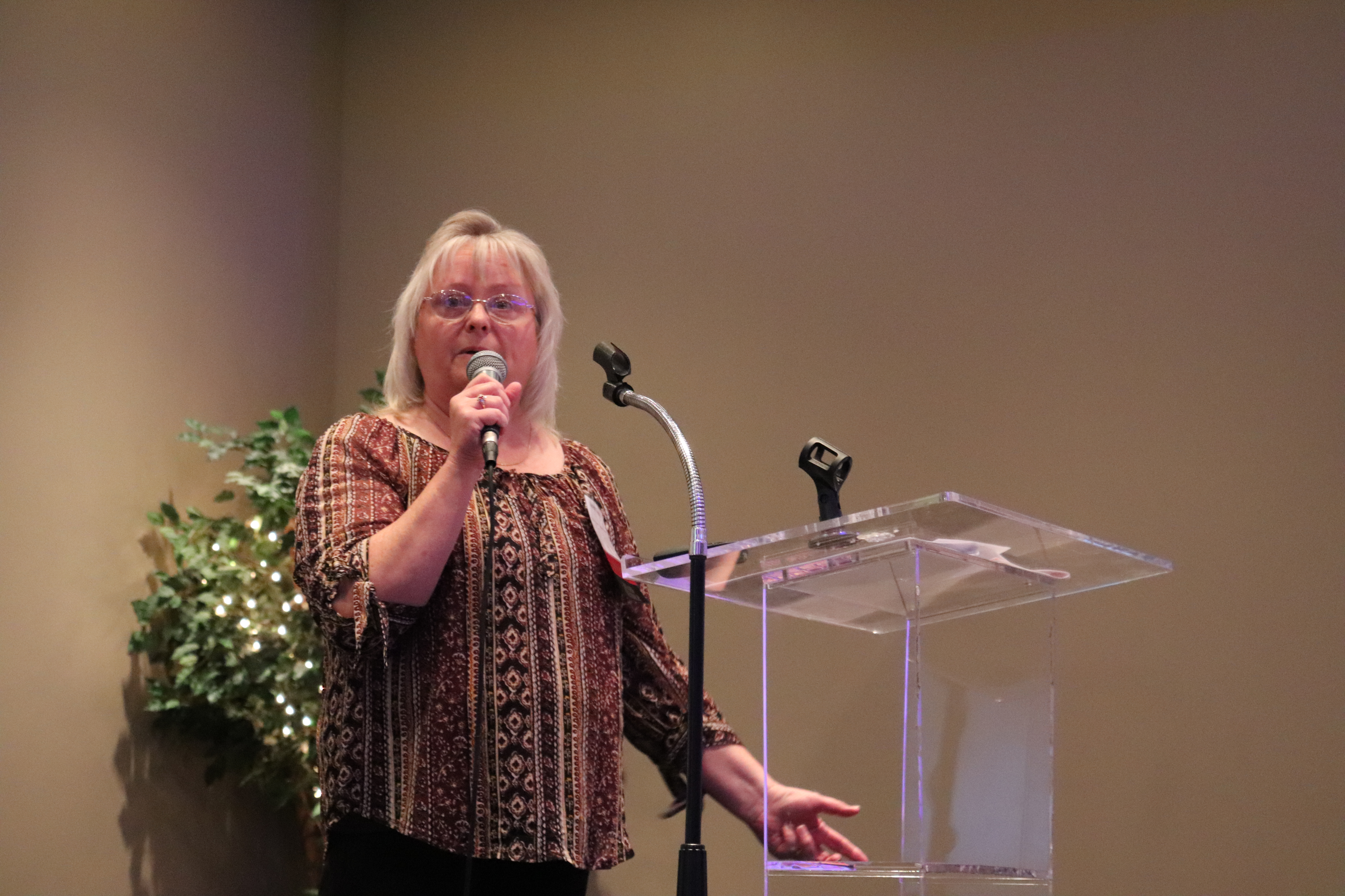 Darlene Thomas from the Women's Center speaking