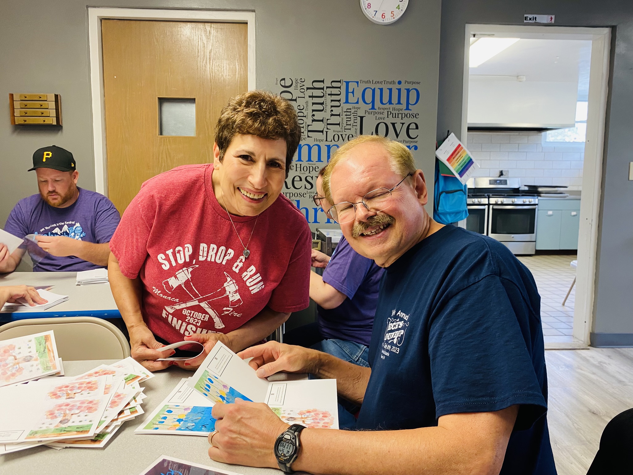 Volunteers prepping crafts