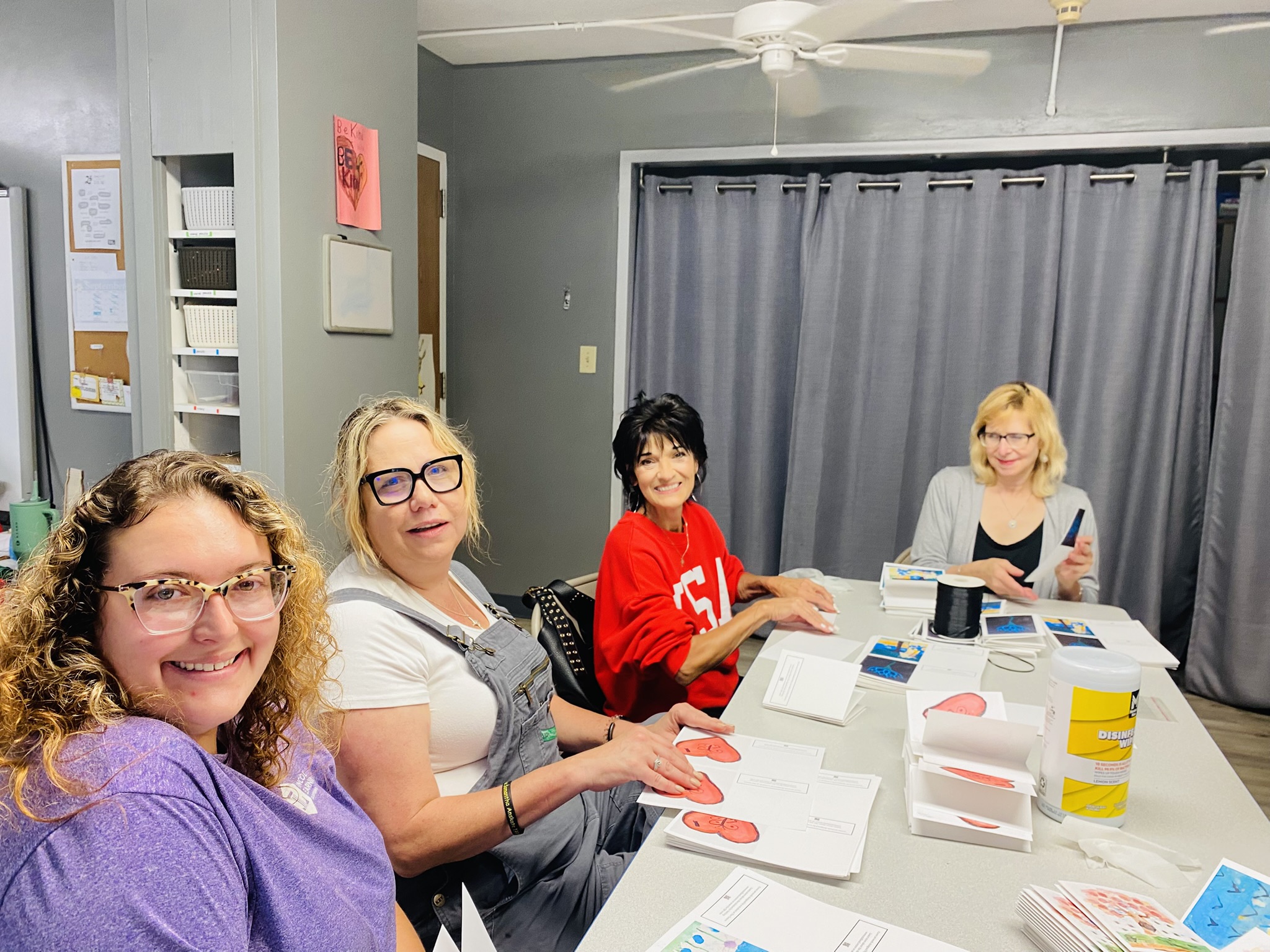 Volunteers prepping crafts